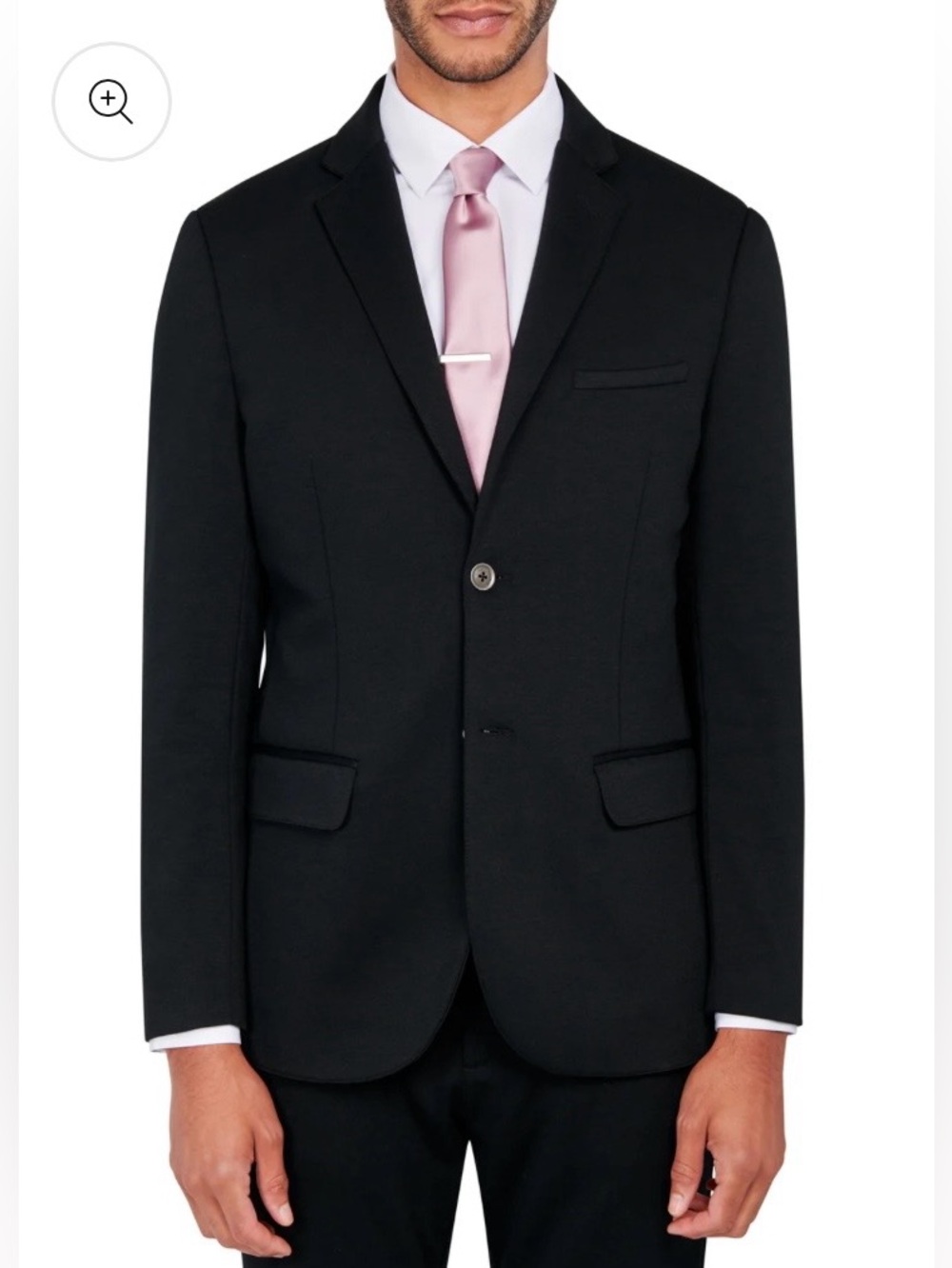 Men’s Con.struct Black Solid Stretch Knit Blazer Formal Tapered Comfort Wedding